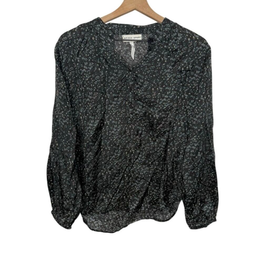 APIECE APART Women's Core Bravo Dark Ditzy Floral Popover Blouse Top Size 10